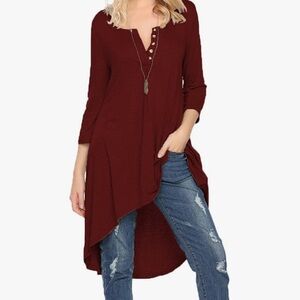 Women's Burgundy Asymmetrical Top